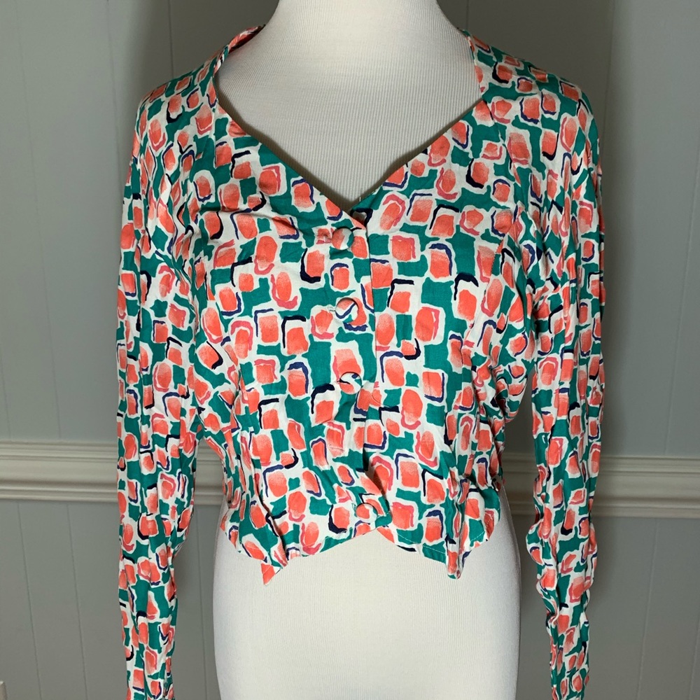 Vintage 90s Button Down Crop Top